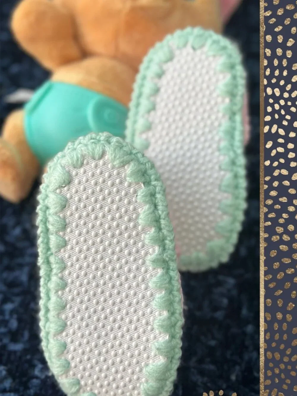 Handmade Crochet Baby Booties Pink Mint Soft Newborn Slippers 13cm